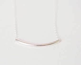 Curved bar necklace, silver necklace, necklace, Bar necklace, layering necklace, Sterling Silver, gift for her,Dainty necklace,boho necklace