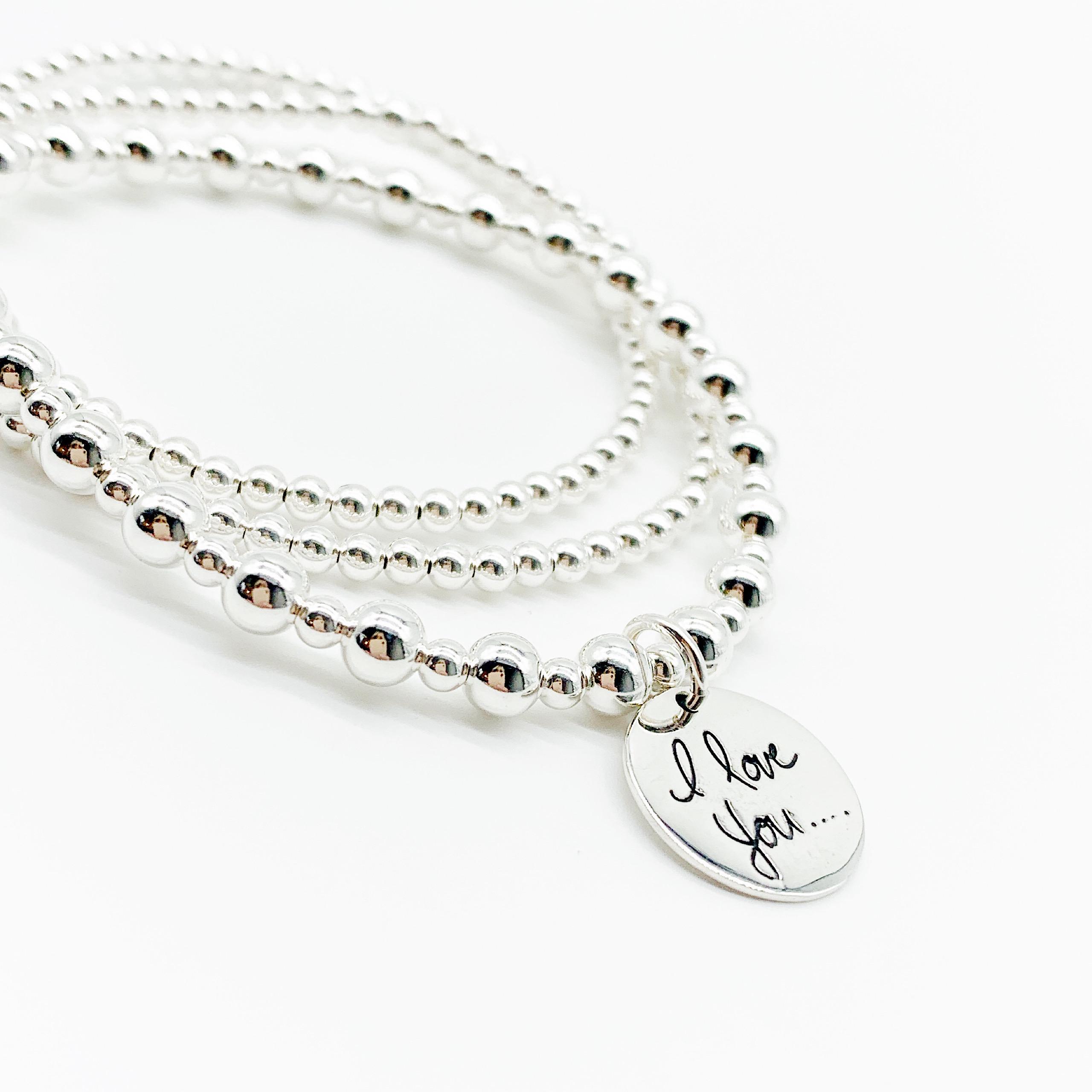 925 sterling Bracciali in argento con perline con ciondoli a