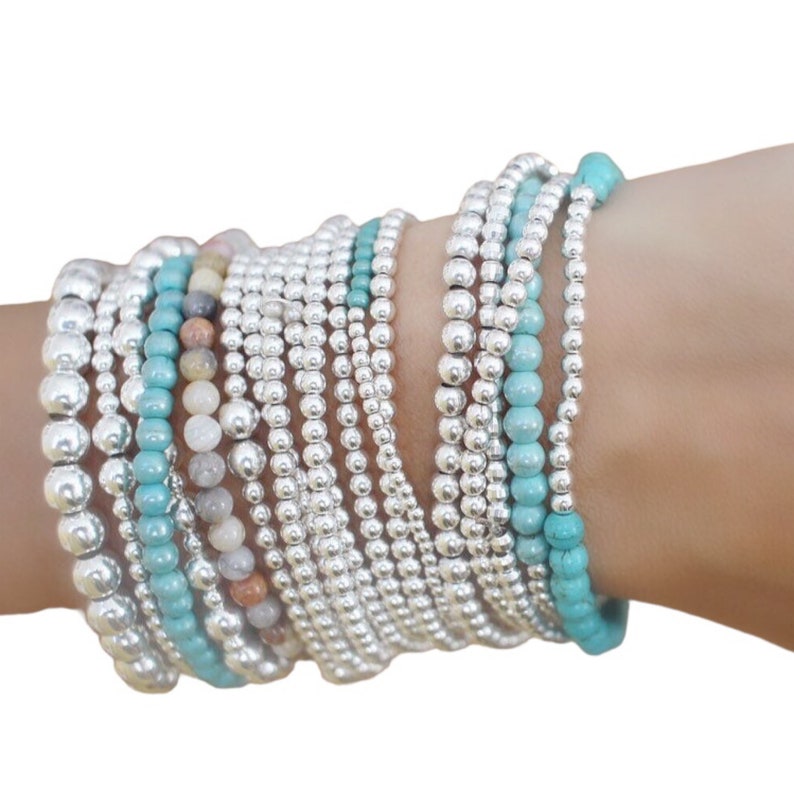 Gemstone bracelet, boho bracelet Gemstone, Turquoise Bracelet, beaded bracelet, Dainty bracelet, Sterling silver, stone bracelet, bracelet image 10