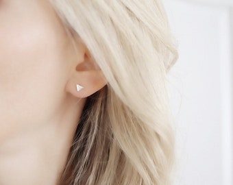 Silver stud earrings for women • sterling silver Minimalist earrings • Triangle shape earrings • stud earrings • Dainty Stud earrings • Gift