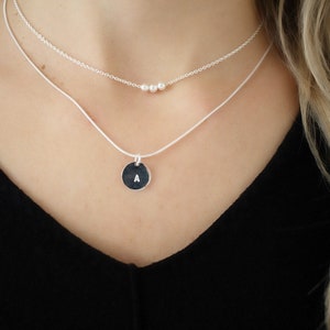 Circle Necklace, Silver Necklace, Danity Minimal circle , Delicate necklace, Silver necklace , Minimalist necklace,sterling silver Necklace image 2