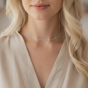 Sterling Silver Ball Choker: Dainty Minimalist Necklace