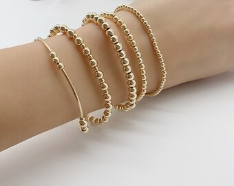 Dainty Gold bracelets • Minimalist Bracelet • Tarnish Resistant beaded bracelet • Gold Beaded Ball Bracelet • Everyday Gold Bracelet