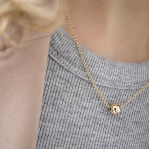 Gold Ball Necklace, Gold 14k Ball Pendant, Gold Minimal Chain necklace , gold Sphere necklace, 7mm Ball Necklace, Simple gold chain, Gift