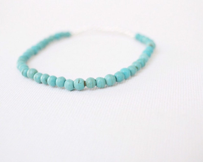 Gemstone bracelet, boho bracelet Gemstone, Turquoise Bracelet, beaded bracelet, Dainty bracelet, Sterling silver, stone bracelet, bracelet image 9