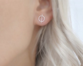 Clous d'oreille minimaliste en argent rond, petit clou d'oreille en argent, boucle d'oreille, boucles d'oreilles cercle, clous d'oreille barre, puces d'oreilles minuscules, boucle d'oreille en ligne, boucles d'oreilles