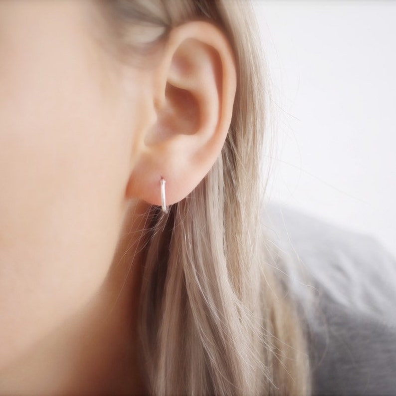 Tiny hoops Light weight silver hoops Geometric earrings Small Silver Hoop earrings Thin silver hoops sterling silver Gift for her