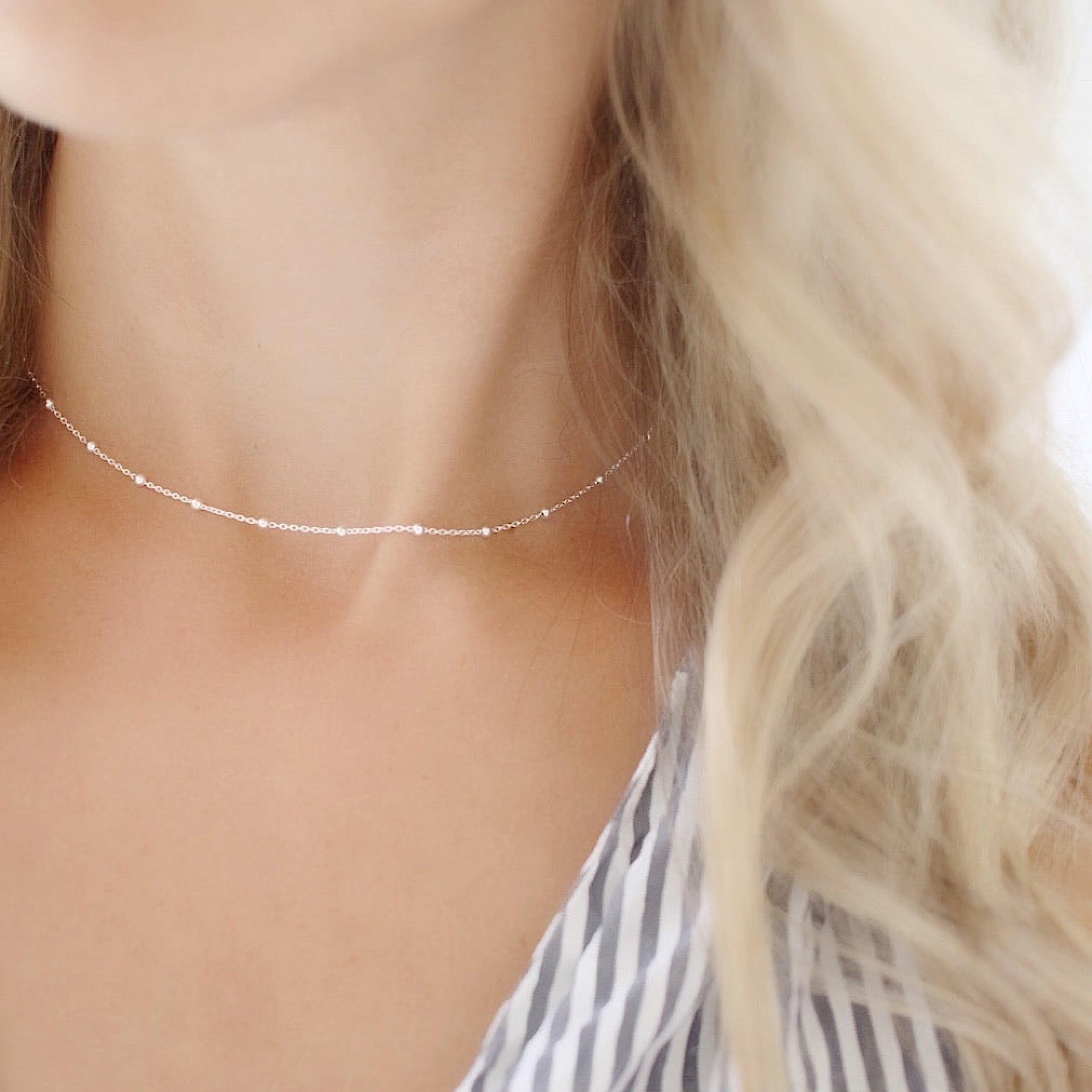 Dainty choker necklace • silver dainty necklace •  Minimalist necklace • delicate choker necklace • layering necklace • silver chain choker