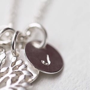 Personalized Sterling Silver Initial Charm: Hand Stamped Necklace Pendant