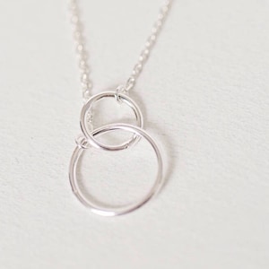 Double circle charm necklace, Infinity style necklace, Eternity necklace, Circle necklace, Silver circle necklace, Sterling silver necklace,