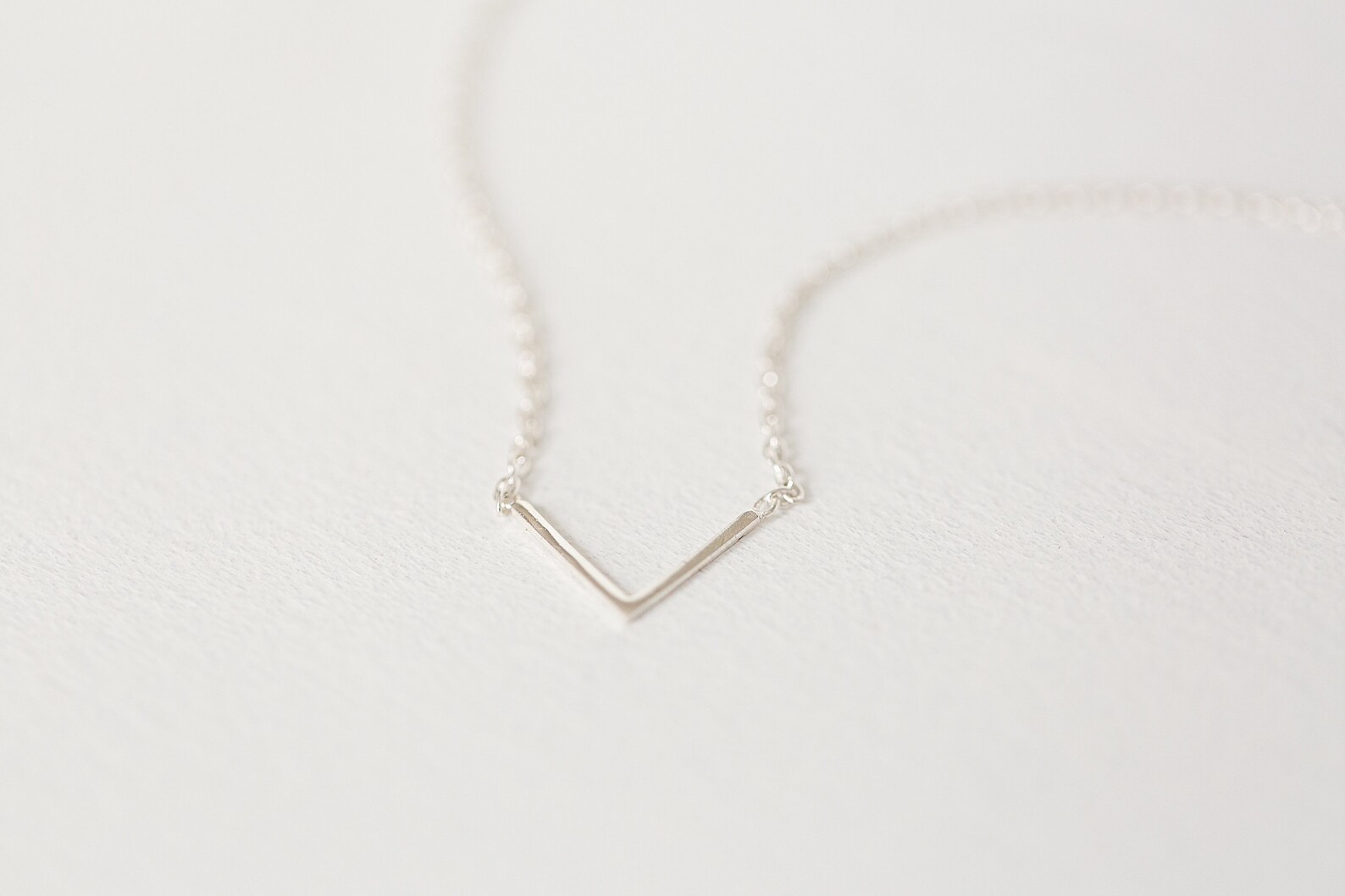 Silver V Necklace Thin Silver Chevron Necklace Chevron Bar Etsy