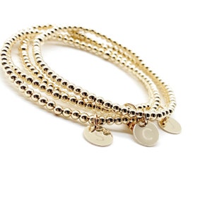 Gold beaded bracelet, Gold Bead Bracelet, 14k yellow gold filled bracelet , Beaded stretch Bracelet, Initial Bracelet, Stackable bracelets