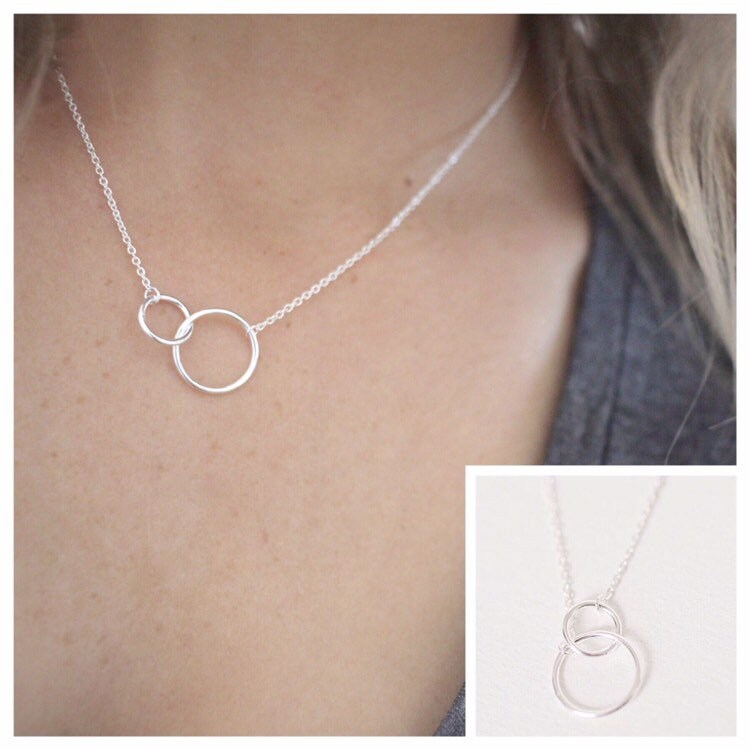 Interlocking Circle Necklace • Double Circle Pendant • Entwined Ring …