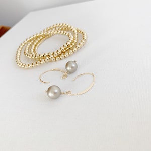 Gold Pearl dangle earrings Gold Everyday delicate earring Gold bridesmaids earrings Good bridal earrings pearl drop earrings Gift image 8
