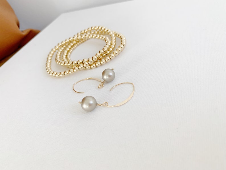 Gold Pearl dangle earrings Gold Everyday delicate earring Gold bridesmaids earrings Good bridal earrings pearl drop earrings Gift image 8