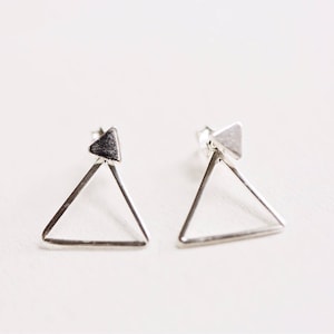 Front back Earrings Ear Jacket Dainty ear jacket Silver earrings ear jacket earrings ear jacket Minimal earring triangle stud image 8