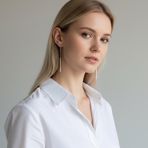Sterling Silver Threader Earrings: Minimalist Dangle Chain