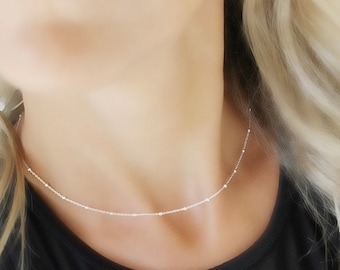 Dainty choker necklace • silver dainty necklace •  Minimalist necklace • delicate choker necklace • layering necklace • silver ball choker