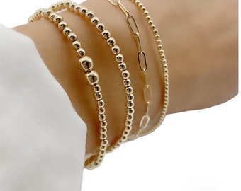 Dainty Gold bracelets • Minimalist Bracelet • Tarnish Resistant beaded bracelet • Gold Beaded Ball Bracelet • Everyday Gold Bracelet