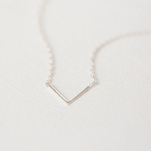 Delicate Minimalist sterling silver choker necklace, Minimal chevron necklace, Gift for her, boho necklace, sleek necklace, geometric
