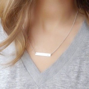 Dainty Coordinates Custom Bar Necklace, Latitude Longitude necklace, Personalized Custom Location Jewelry, Engraved wedding Date necklace, image 4