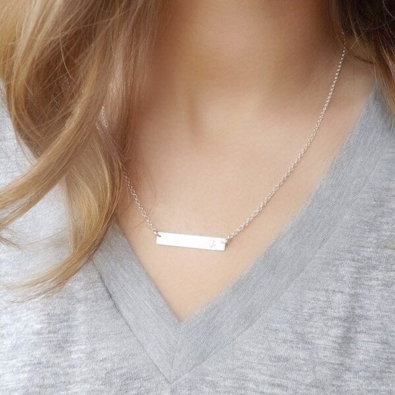 Dainty Coordinates Custom Bar Necklace, Latitude Longitude necklace, Personalized Custom Location Jewelry, Engraved wedding Date necklace, image 4