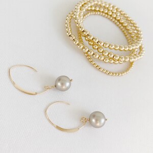 Gold Pearl dangle earrings Gold Everyday delicate earring Gold bridesmaids earrings Good bridal earrings pearl drop earrings Gift image 6