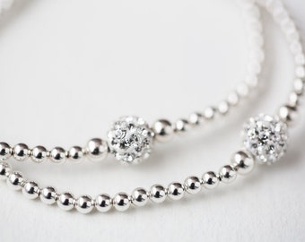 Silver bracelet, Beaded Bracelet, Sterling silver bracelet, 925 sterling silver bracelet, Silver bracelet for women, Crystal Bracelet