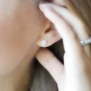 Tiny Round CZ Diamond Stud earrings • Small stud earrings • Simple Cubic Zirconia Stud earrings• Sterling Silver Stud earrings •gift for her