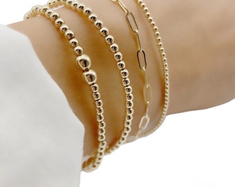 Dainty Gold bracelets • Minimalist Bracelet • Tarnish Resistant beaded bracelet • Gold Beaded Ball Bracelet • Everyday Gold Bracelet