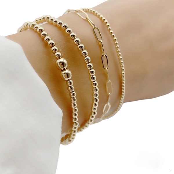 Dainty Gold bracelets • Minimalist Bracelet • Tarnish Resistant beaded bracelet • Gold Beaded Ball Bracelet • Everyday Gold Bracelet