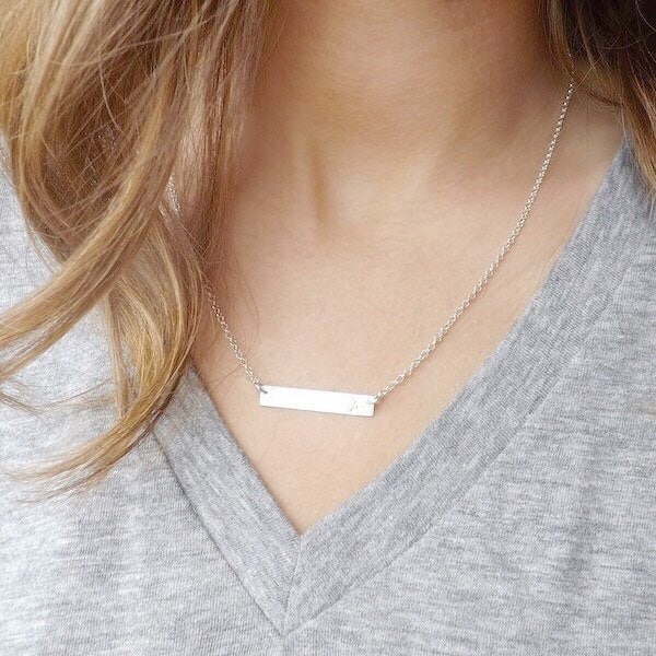 Dainty Coordinates Custom Bar Necklace, Latitude Longitude necklace, Personalized Custom Location Jewelry, Engraved wedding Date necklace,