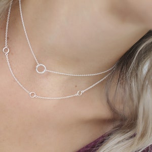 Dainty circle chain choker, Silver Mini circle necklace, sterling silver, open circle pendant, silver necklace, necklace,Minimalist necklace image 4