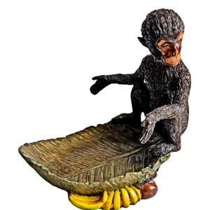 Dekorativer Affenteller, Vintage Affen Bananenteller, Bananenschale, Affenschale, Affen Herzstück, Harz Affe Bananenblatt Teller