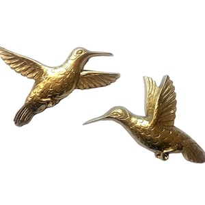 Kolibri-Wanddekor, zwei Goldkolibris, Homco-Kolibri-Set, Vintage-Kolibri-Wandbehänge, Kolibri-Plaketten, goldene Kolibris