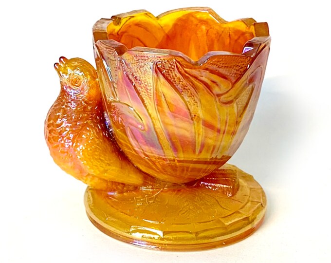 Summit Glass Bird Egg Cup, Carnival Glass Summit Bird Toothpick Holder