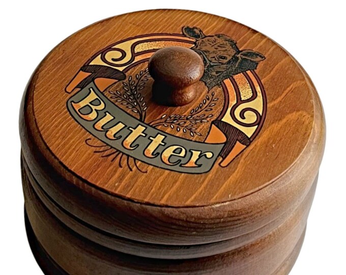 Wooden Butter Box Vintage Round Wood Butter Container With Etsy