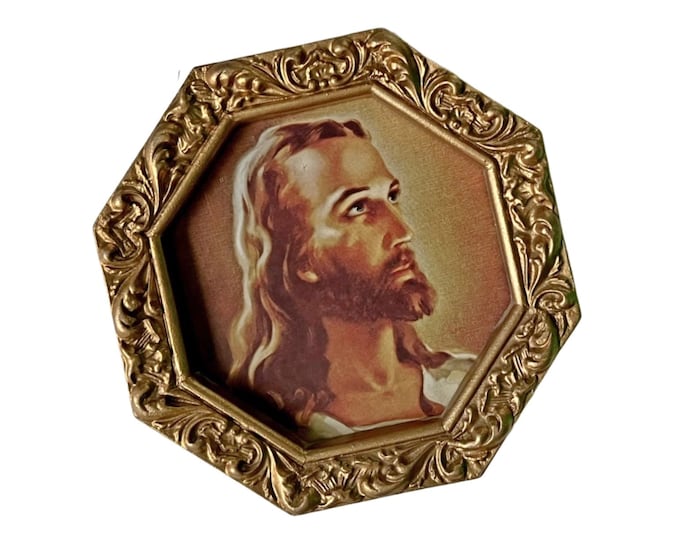 Ornate Hexagon Framed Jesus Print Jesus Gold Hexagon Frame Etsy