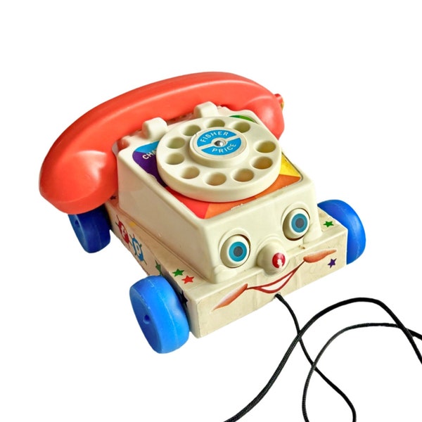 Fisher Price Phone, Chatterbox Phone, Vintage Toy Phone, Pull Toy, Old School Toy Phone, Play Telephone, Toy Pull String Phone, Rotary Phone