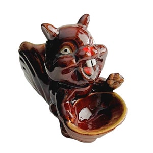 Funny Squirrel Ceramic Planter, Trinket Dish, Vintage, Made in Japan