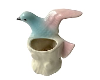 Pastel Bird Planter, Ceramic Bluebird Planter, Blue Pink Bird Pot, Bird Planters, Bird in Flight Planter, Ceramic Planter, Ceramic Bird