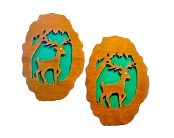 3D Wood Cut Deer Wall Decoration, Google Eye Deer, Handmade Reindeer Plaques, Deer Cabin Decoration, Lodge Decor, Rustic Wall Hanging