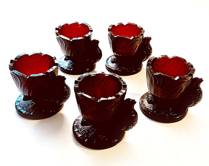 Wine Red Summit Glass Bird Egg Cup Set FIVE Summit Glass Bird Etsy