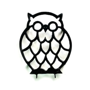 Black Owl Trivet, Coated Brass Owl Trivet, Owl Shaped Trivet, Metal Owl Trivet, Decorative Trivet, Owl Decorative Brass Trivet, Owl Hot Pad