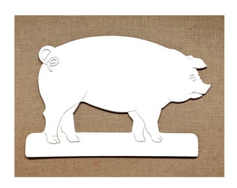 Wood Pig Wall Hanging, Vintage White Pig Wall Decor, Pressed Painted Wood PIG Wall Hanging, Pig Kitchen Decor, Painted White Wall Pig