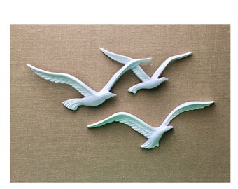 White Seagulls Wall Decor, Flock O Seagulls Vintage Wall Art by Homco,  Flying Seagulls, White Seagull Wall Art, Vintage Seagull Wall Decor, - Etsy