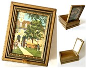 Vintage Trinket Box, Williamsburg Virginia Wooden Box, Hinged Wooden Box, Hinged Box with Mirror, Williamsburg Art Box, Souvenir Box
