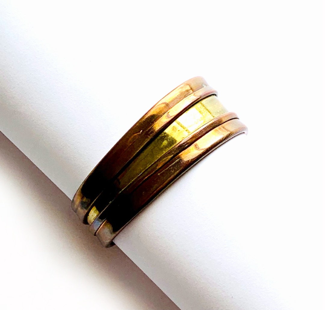 Handmade Unisex Adjustable Copper & Brass Bangle Cuff Bracelet – Mixed Metal, Nepal – B1