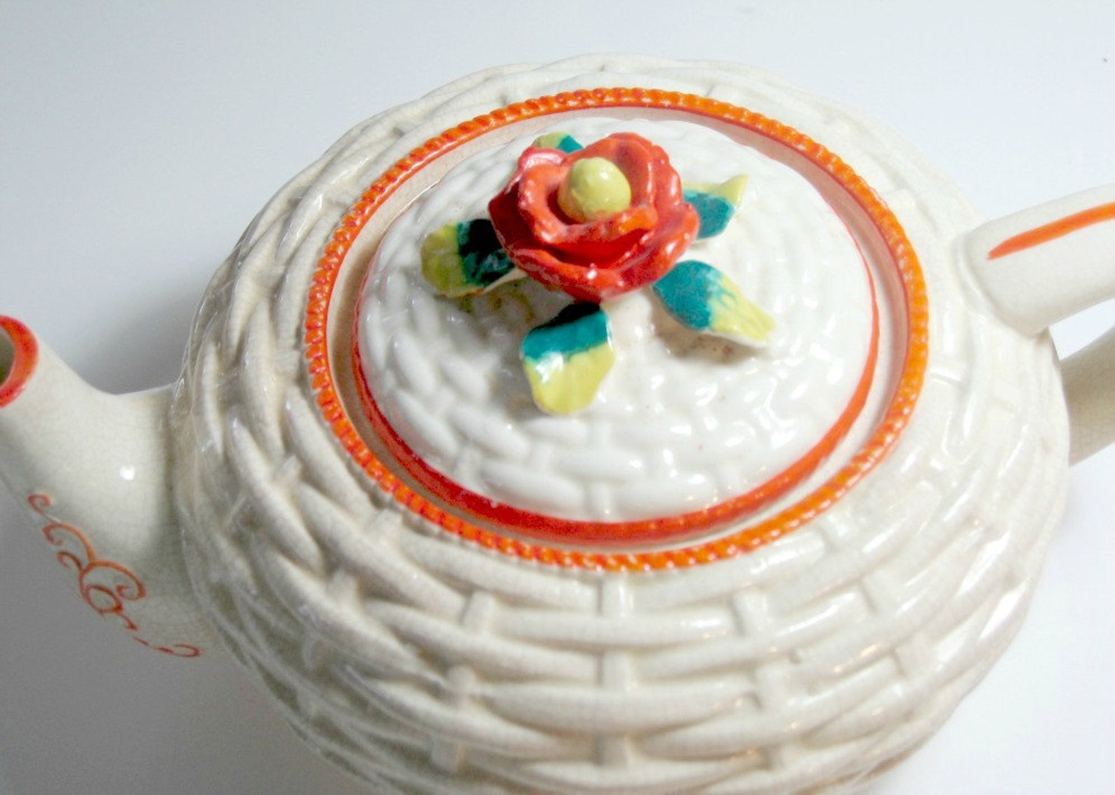 Antique Japanese Teapot Vintage Made in Japan Teapot Orange Etsy