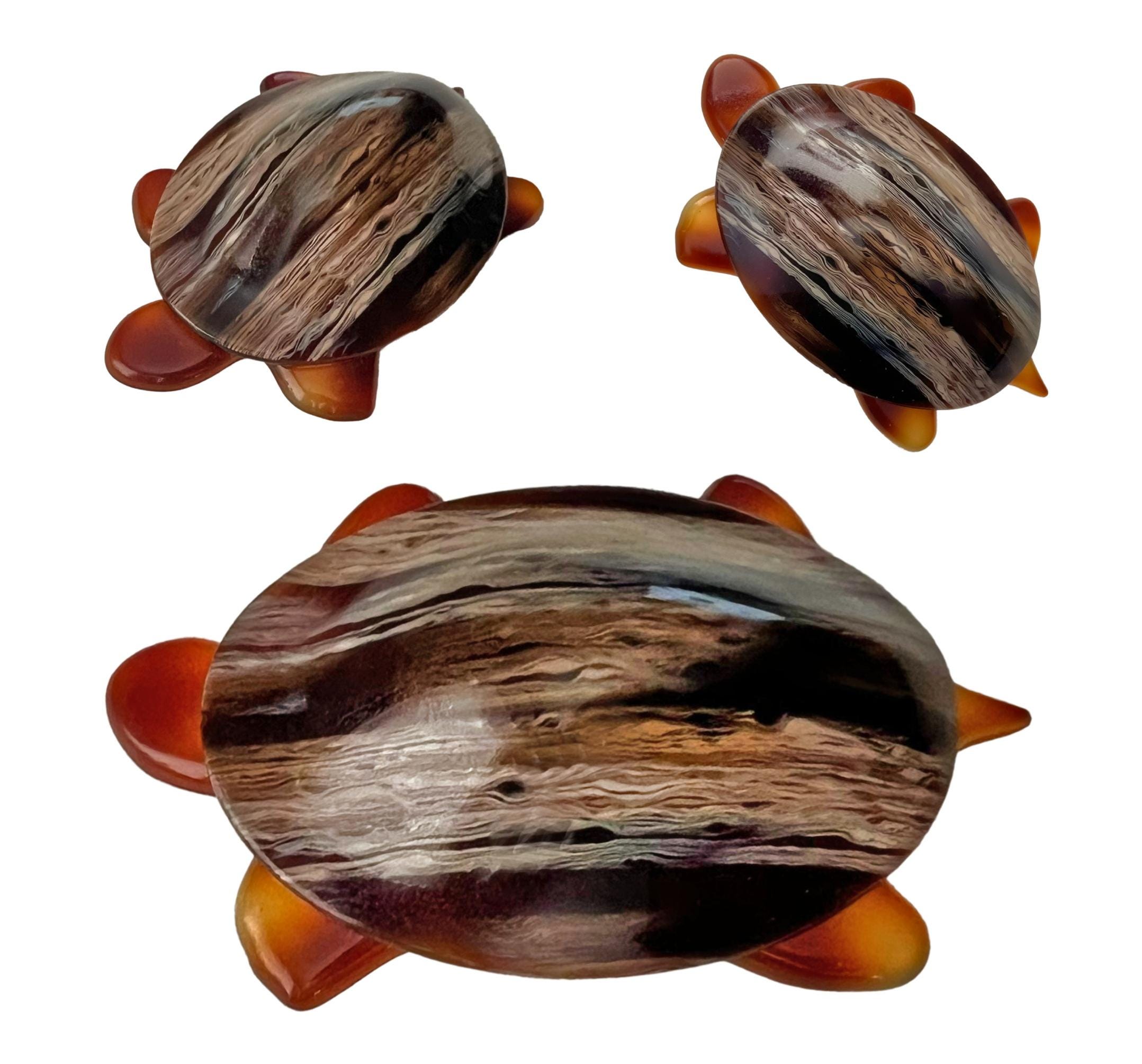 Lea Stein Turtle Pin, LEA STEIN PARIS Vintage Tortoise Brooch, 1970s Acetate Celluose Signed Brooch, Iconic Lea Stein Paris Statement Pin
